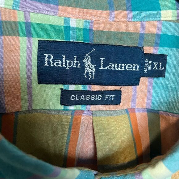 Ralph Lauren Shirt Mens XL Green Purple Short Sleeve Pastel Colorful Pony Preppy - Picture 4 of 9